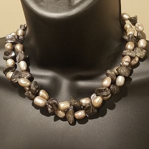 Pearlized Light and Dark Stone Choker